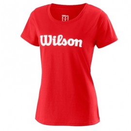 Женская футболка Wilson UWII Script Tech Tee (Red/White) для большого тенниса